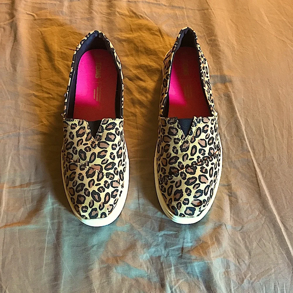 Toms Leopard Print Canvas Slip-On Sneakers - Tan, Black, Brown